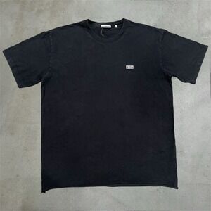 Kith Mens Box Logo M Short Sleeve T-Shirt Black Raw Hem Distressed Streetwear